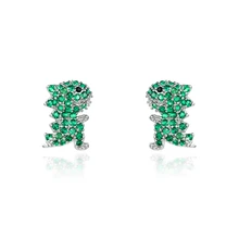 WEIMANJINGDIAN New Arrival musujące zielony cyrkonia CZ kryształ Pave dinozaur stadniny kolczyki dla kobiet lub dziewcząt(China)