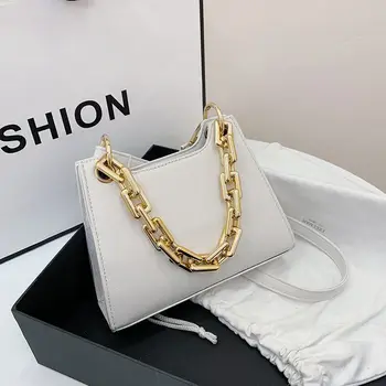

Women's Messenger Bag 2020 Solid Color Metal Chain Shoulder Handbags Fashion Women Handbag Messenger Bags