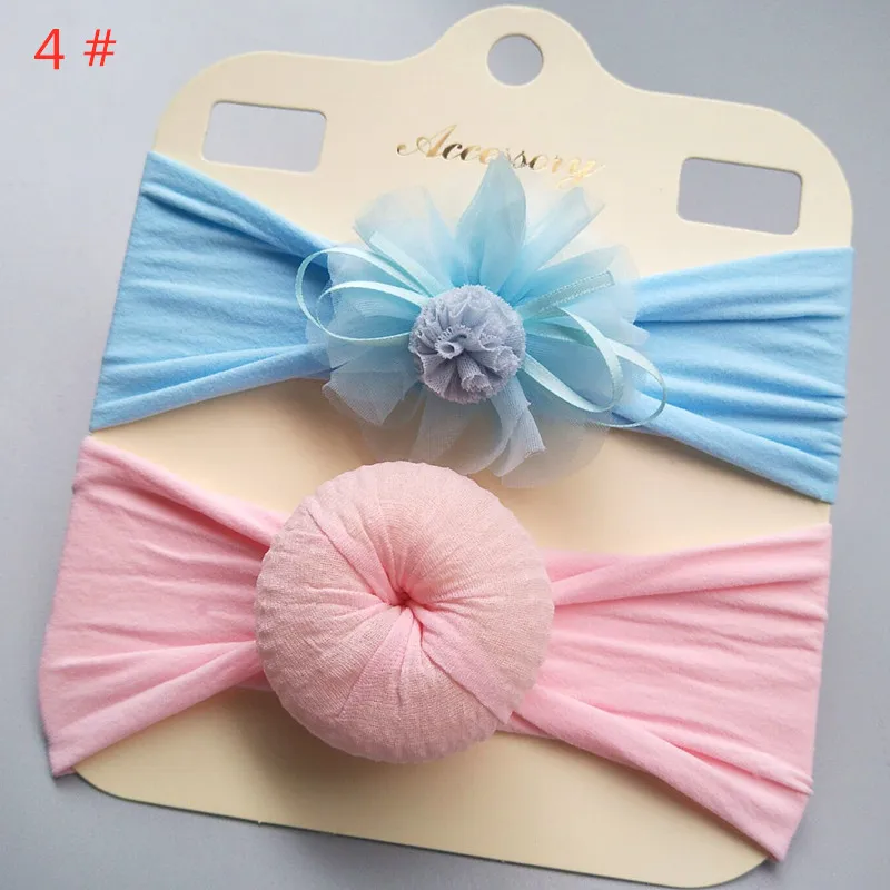 4 2pcs/Set Baby Headband Girls Flower Bud Dots Knot Bowknot Hairband Turban Baby Hair Accessories For Children Girl Hairband - Цвет: 4