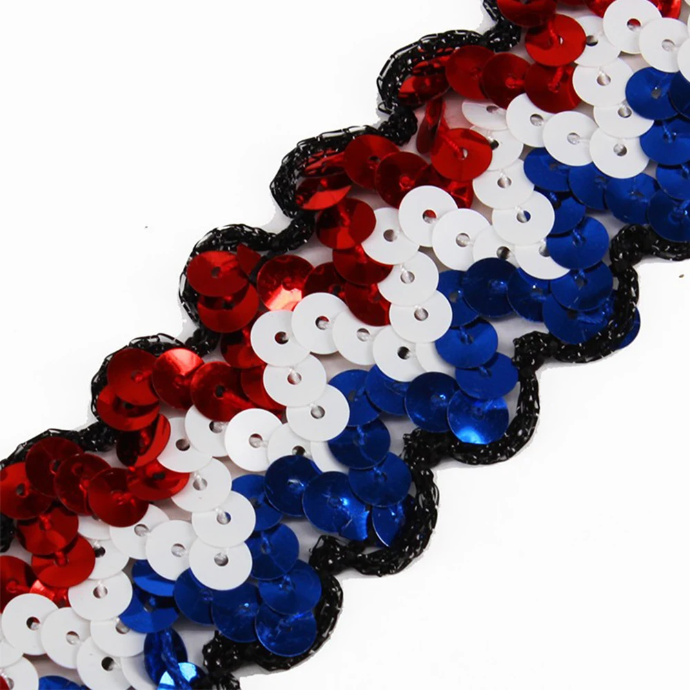 5Y Multicolors Sequins Trim Braided Trims Lace Ribbon Sequin Applique Trimming Sewing for Dance