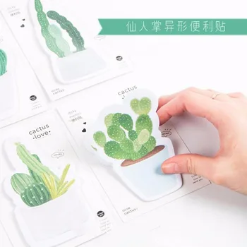 

3 Types Available Cactus Green Plant Self-Adhesive Memo Pad Sticky Note For Kids 30 Pages Stationery Sticker Index