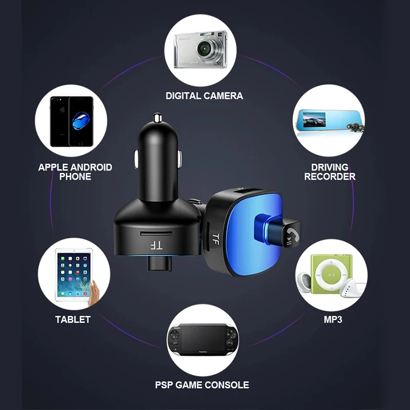 Автомобильный Bluetooth fm-передатчик Беспроводной Громкая связь аудио приемник авто MP3 плеер двойной USB быстрое зарядное устройство для автомобиля аксессуары