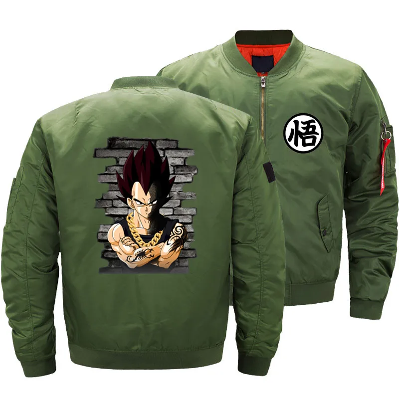 Мужские Super Saiyan Vegeta, головной убор в стиле гангста Вегета рэп «Драконий жемчуг зет Air Force Ma1 бомбардировщика куртки ветровка мотоциклетная куртка плотное пальто S-5XL - Цвет: navy