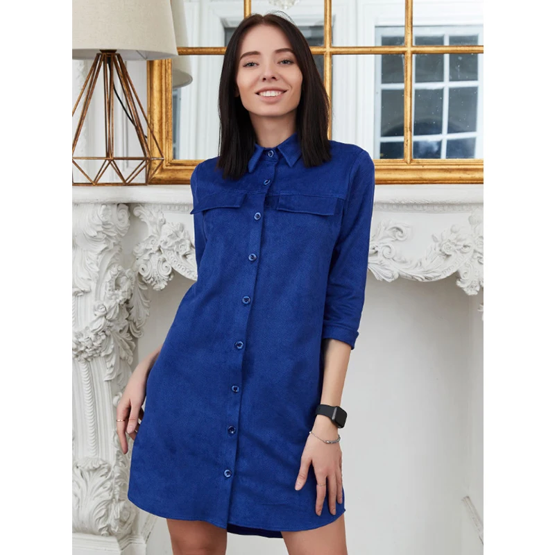 Koop Vrouwen Herfst Winter Sexy Korte Jurk Lady Knop Turn Down Kraag Casual Solid Dress 2019 Vintage Elegante Vrouwen mini Jurk