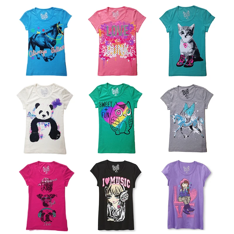 

4-16 year Kids big Girl T Shirt Summer Cotton Tops Tees Clothes Children Clothing T-shirts Short Sleeve