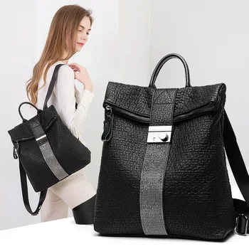 

High quality new leather backpack fashion texture cowhide backpack ladies retro school bag