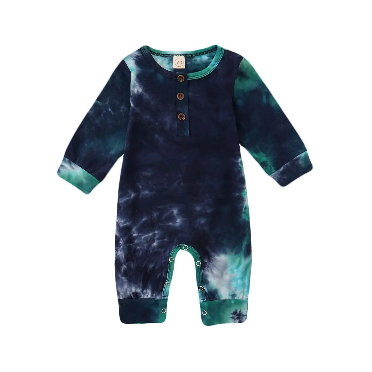 

Pudcoco 2020 Baby Boy Girl Button Rompers Long Sleeve Tie Dye Print One Piece Jumpsuit Caual Fall Warm Clothes Sunsuit 0-18M