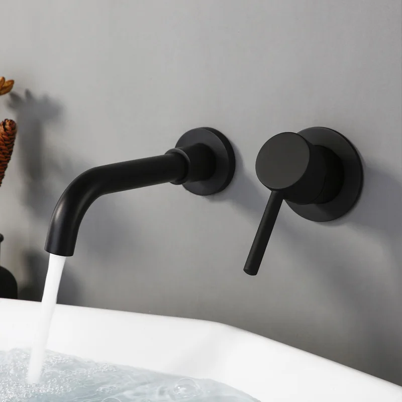 Настенное крепление Alba матовый черный настенный смеситель для ванной комнаты кран для раковины высокое качество с 150/210/260 мм носик смеситель набор Blanoir