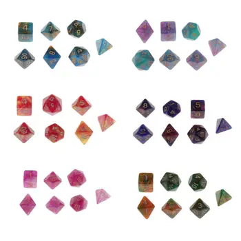 

7 Pieces Polyhedral Dice Set for Role Playing Game Dungeons and Dragons D&D and Math Teaching - Select Colors