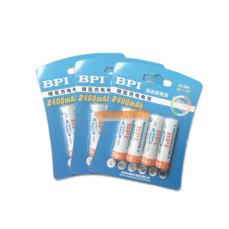 12 шт.! BPI 1,2 V 2400 аккумулятор АА, мАч NiMh Ni-MH LSD AA Аккумуляторная батарея с 0.24A зарядный ток для игрушечная камера налобный фонарь