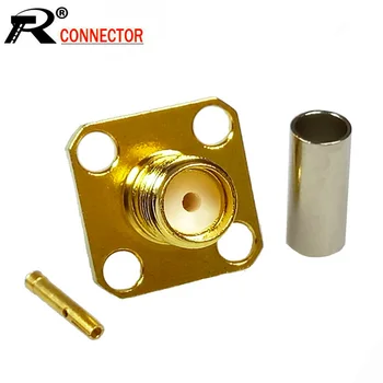 

10pcs/lot SMA Female Jack 4-hole Flange Panel Mount RF SMA Soldering Connector for RF Coaxial Cable RG316 RG178 Wholesales
