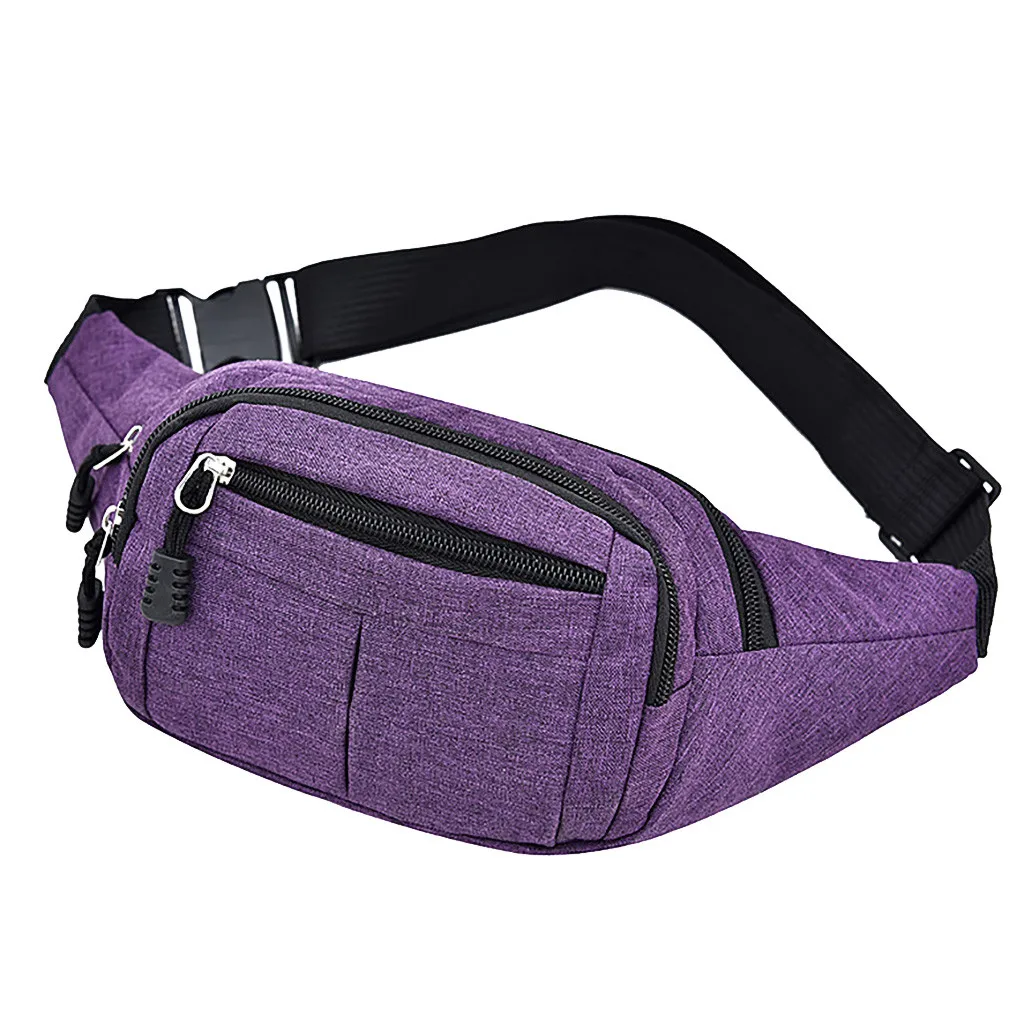 Men's And Women Simple Leisure Fashion Oxford Sport Fitness Waist Packs Outdoor Sport waist bag Bolsa Cintura For Man Woman - Цвет: Purple