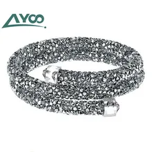 AYOO высокое качество SWA логотип кристалл широкий одиночный серый браслет