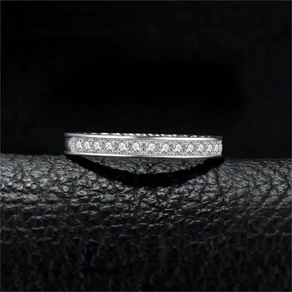 Ювелирный дворец Выгравированная витая веревка с кубическим цирконием полувечность Канал Набор Свадебная лента кольцо из стерлингового серебра 925