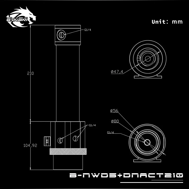 Bykski B-NWD5+ DNACT 140 мм 210 мм 3,8 метр 1100л/ч т-вирусный резервуар насос D5 водяной насос