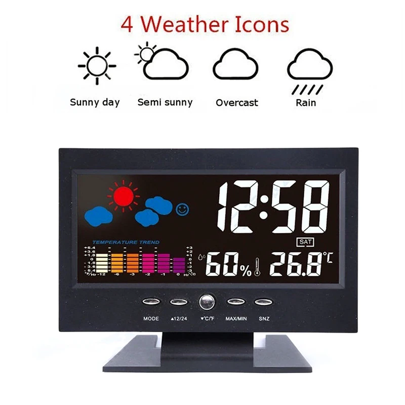 

Weather LCD Digital Alarm Clock Projection Digital Alarm Clock Snooze Weather Thermometer LCD Color Display
