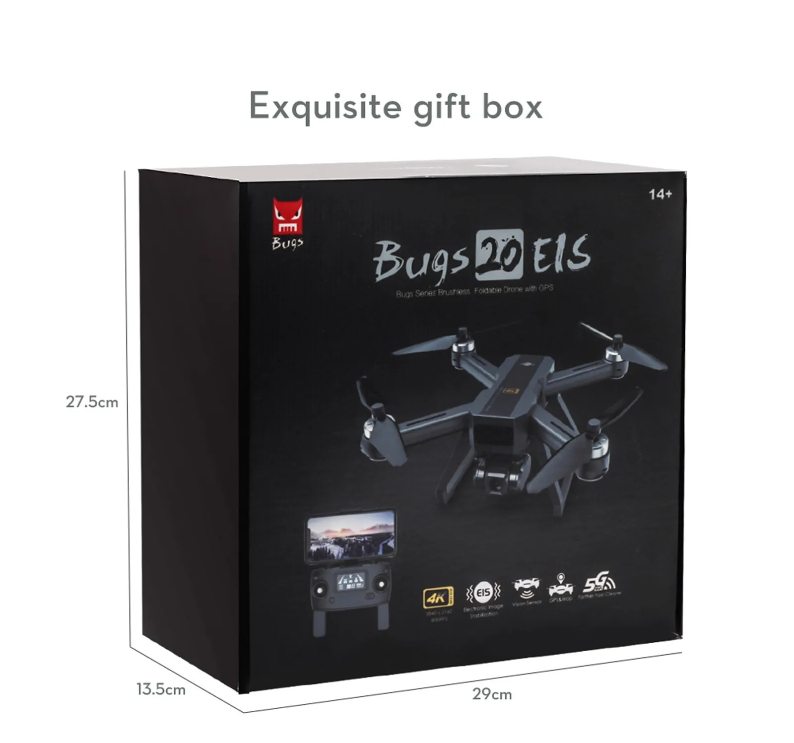 Бесщеточный Радиоуправляемый Дрон MJX Bugs 20 / B20 EIS GPS вертолет с 4K 5G FPV HD камера