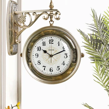 

Creative Luxury Wall Clock Double Sided Silent Quartz Living Room Wall Clock Nordic Personality Relojes Decoration Home XX60WC