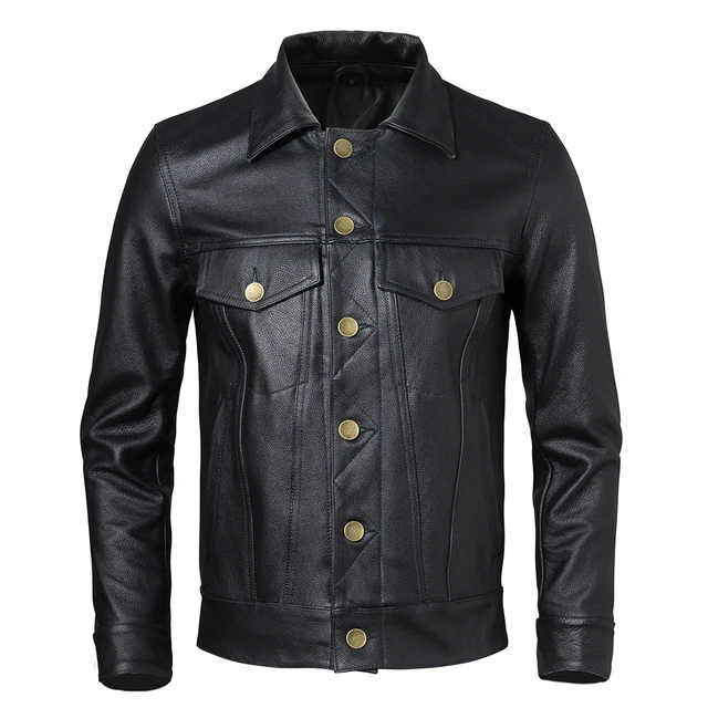 Classic Fashion Leather Jacket Men Slim 