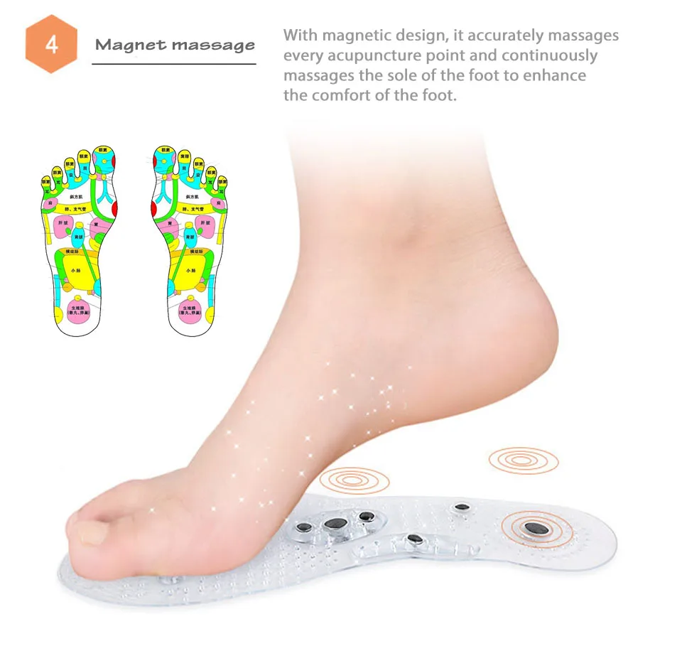 Унисекс магнитные массажные стельки для акупрессуры ног обувные подушечки терапия для похудения стельки для похудения забота о здоровье обувь колодки