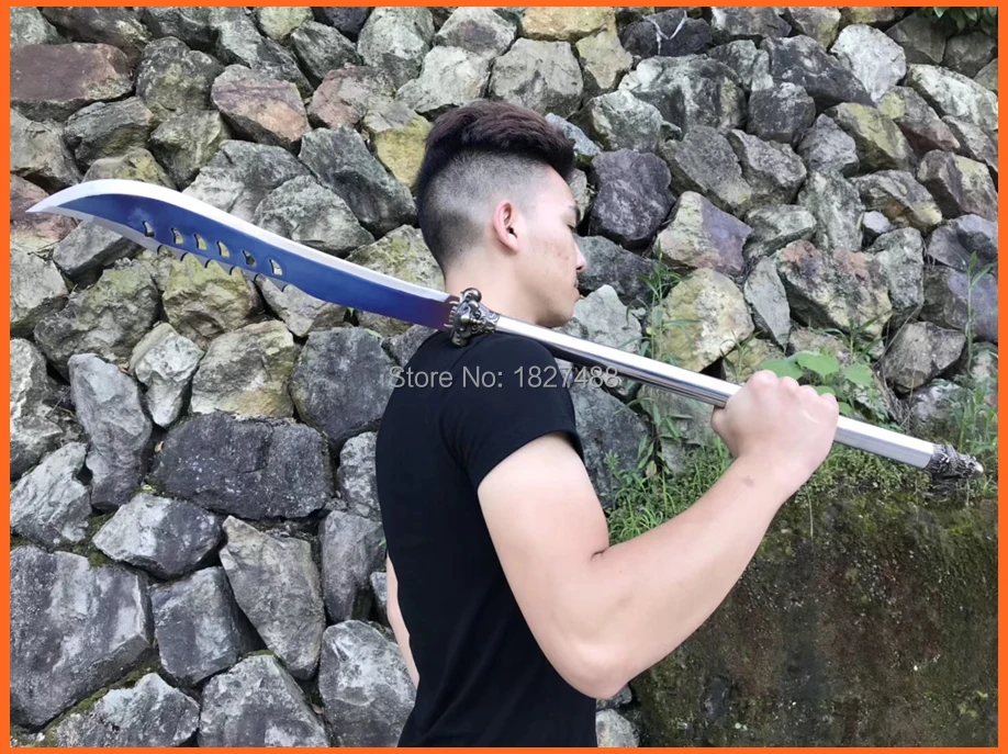 Strong Blue High Manganese Steel Sharp Chinese KungFu Broadsword Dao Sword Steel Handle Outdoors Fighting Knife Saber
