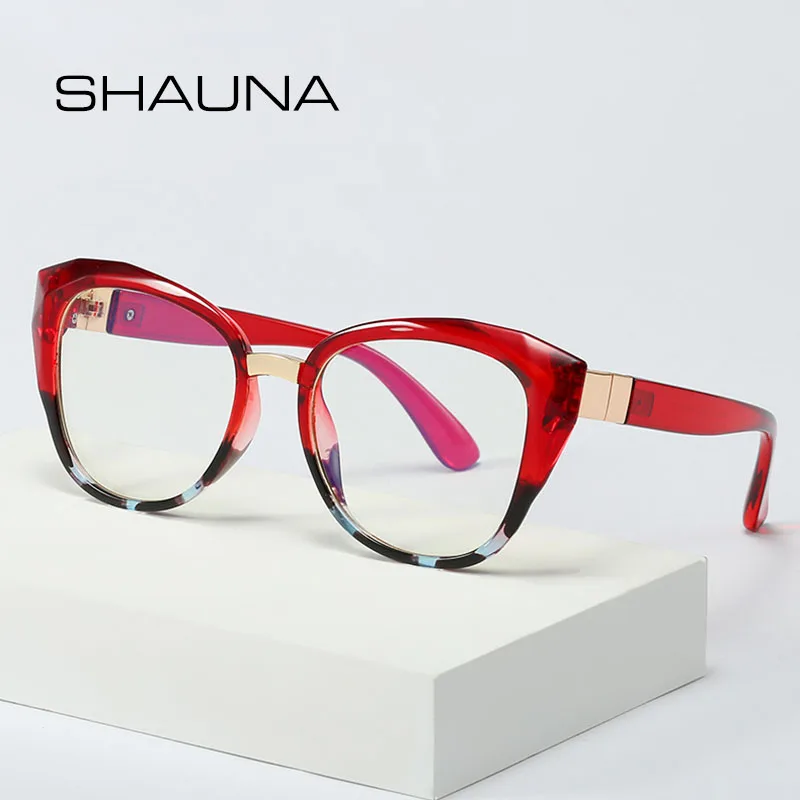

SHAUNA Anti-Blue Light Oversized Women Glasses Frame TR90 Cat Eye Optical Frames