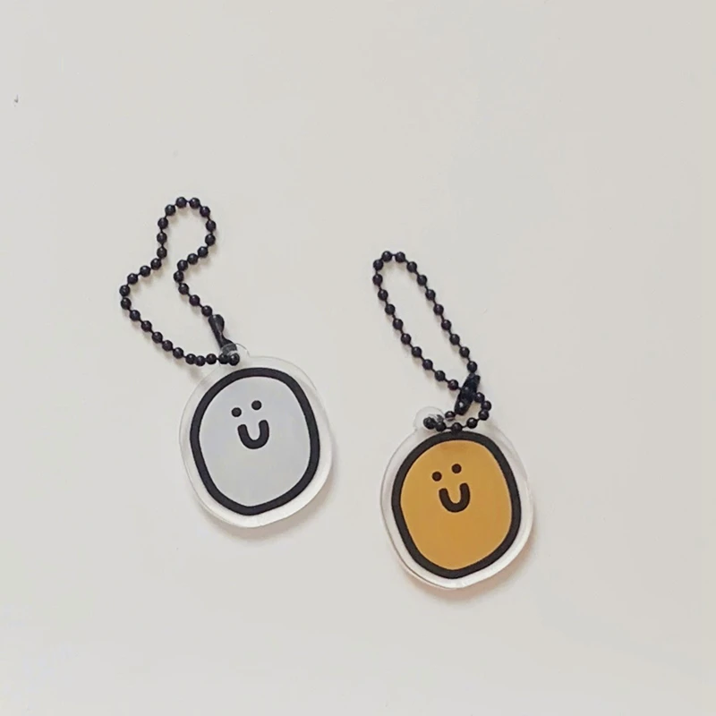 Ins With Cute Smiley Face Acrylic Pendant Chain Keychain Airpods Protective Cover Backpack Key Management | Канцтовары для офиса и