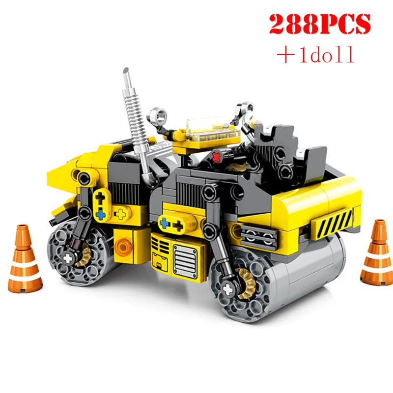 Technic City Инженерная дрель машина дорожный роликовый автомобиль строительный блок