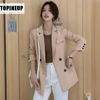 

womens fashion Workplace Spring coats Solid color Slim Fit Lapel double blazer jackets