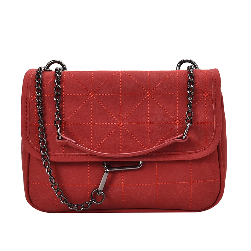 Плюшевая женская сумка на цепочке, сумка на плечо, осень и зима, новая модная сумка-мессенджер, синяя квадратная сумка, красная сумка для мобильного телефона - Цвет: Красный