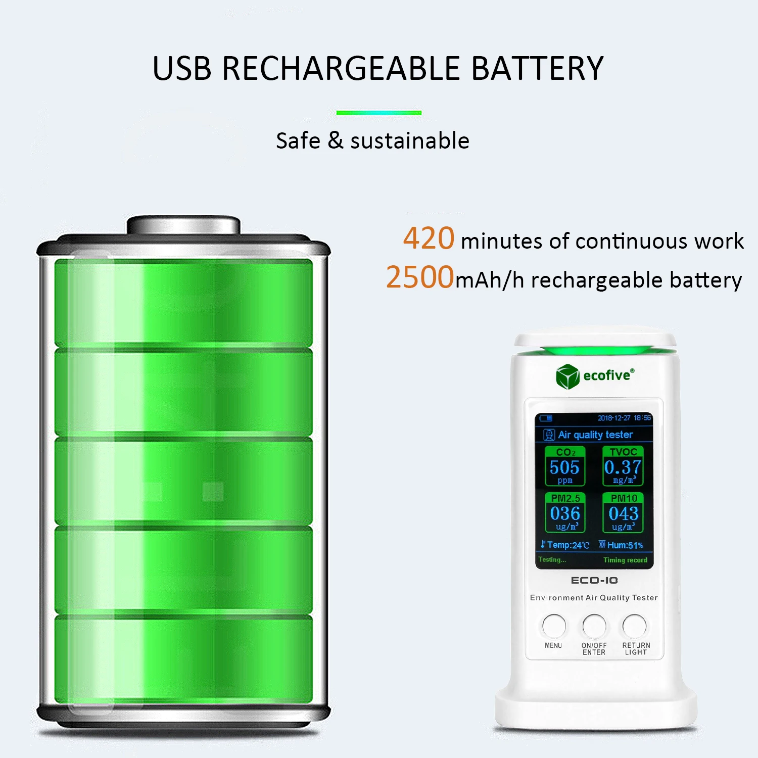 Измеритель загрязнения Датчик Тестер для CO2 PM2.5 PM10 TVOC монитор качества воздуха детектор de температура газа влажность воздуха детектор газа