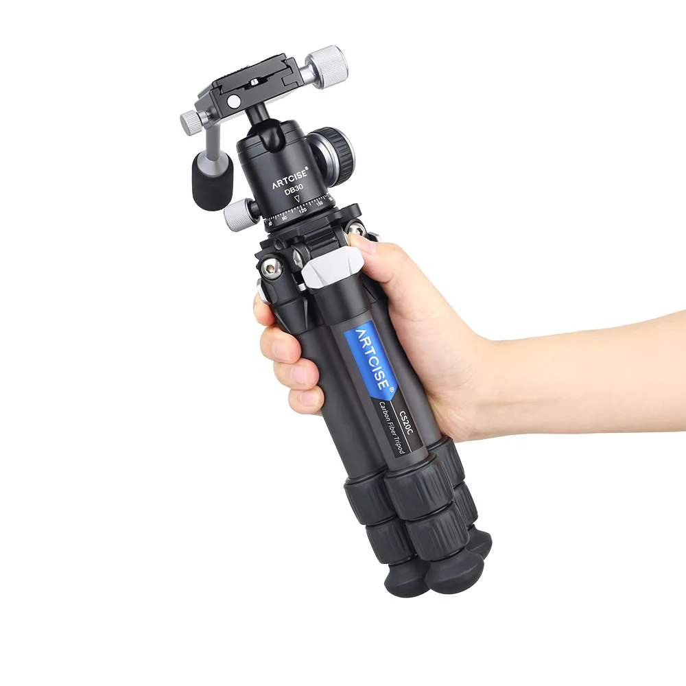 Tripé de Fibra de Carbono Tripé de Mesa Leve e Compacto com Alça com Cabeça Dslr e Celular Máxima de 10kg para Câmera Mini Portátil Esférica Carga - Image 5