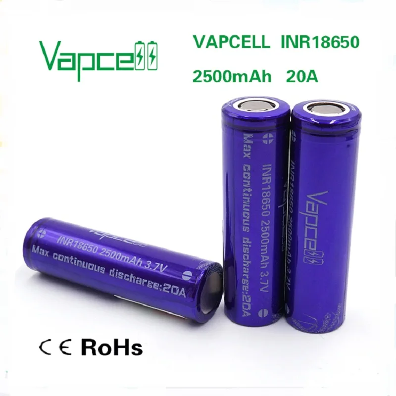 1 доллар купон Vapcell Высокая емкость 18650 2500mah 20A 18650 3,7 v литий-ионные аккумуляторы