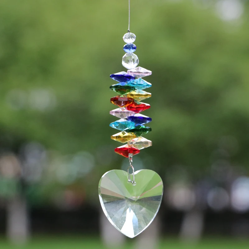 

1PCS Clear Chakra Crystal Herat Feng Shui Prisms Pendulum Pendant Hanging Rainbow Suncatcher Window Decoration