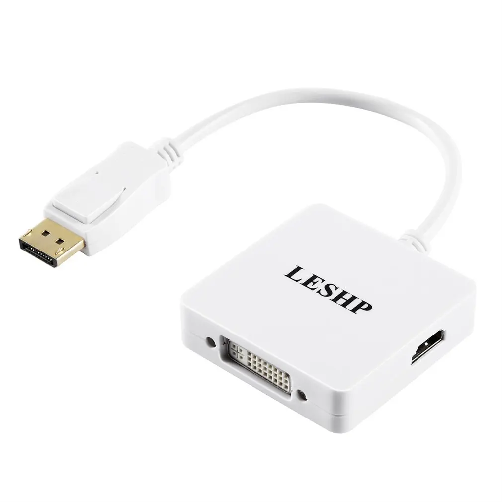 LESHP White 1080P DP(Thunderbolt) Male DVI / DP HDMI to Female Adapter Converter Mini Displayport for MacBook |