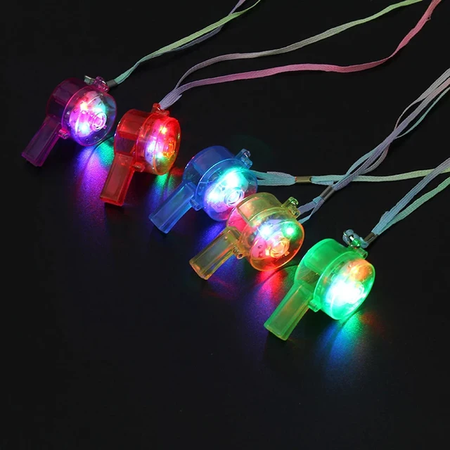 Glow Whistles Bulk Party Supplies LED Light Up Whistle with Lanyard Necklace Glow in The Dark Fun Party Favors for Kids Adults 4