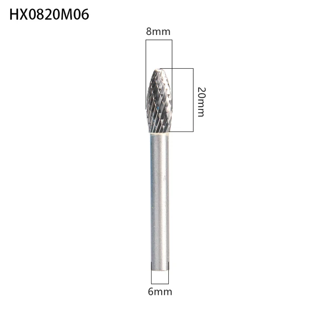 YG8 Alloy Rotary File 1Pcs Oval H-shape Single And Double Groove Tungsten Steel Woodcarving Grinding Head Carbide Milling Cutter HX0820M06