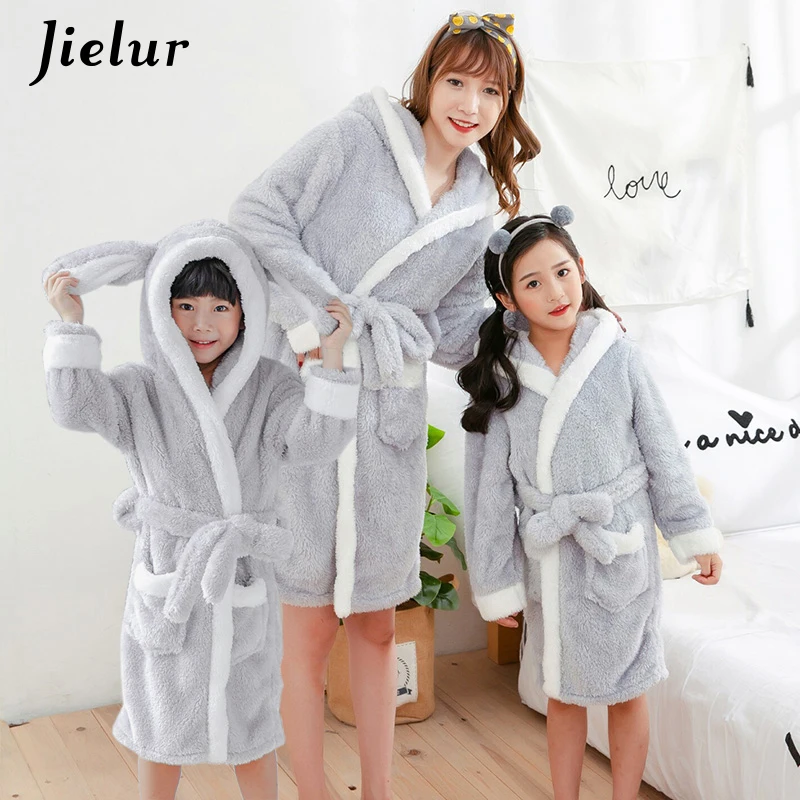 Jielur, коралловый бархатный халат, женский,, мультяшный, милый, теплый, с капюшоном, женский халат, зима, банные халаты, халаты, Badjas