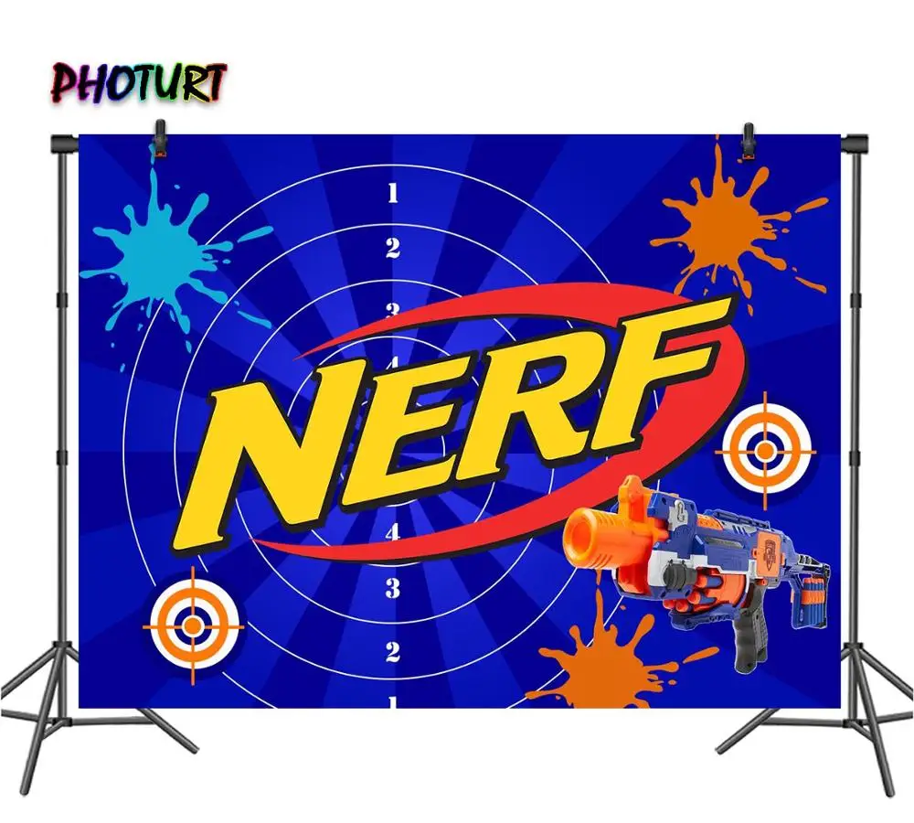 Фотофон PHOTURT NERF с изображением пистолета для фотосъемки фон детского | Отзывы и видеообзор
