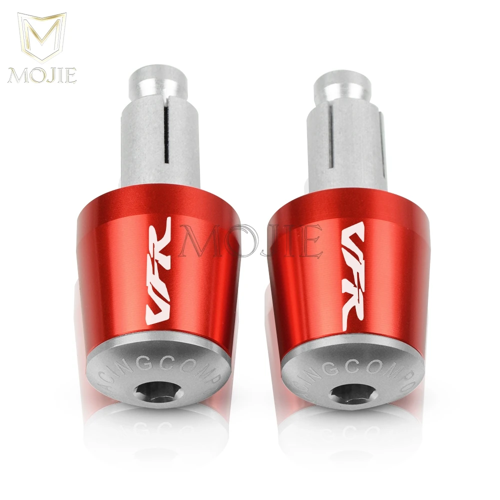 Red Silver Рукоятки на руль мотоцикла, торцевая рукоятка, заглушка для HONDA VFR 400 750 800 800F Fi/W1 VTEC 1200F 1200X Crosstourer 1200 - Цвет: Red Silver