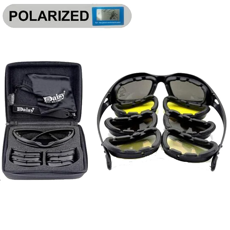 C5 Polarized Спортивные поляризационные солнцезащитные очки для мужчин X7/C5, тактические военные очки, охотничьи очки для стрельбы, страйкбола, 4 линзы, походные очки для кемпинга - Цвет: C5 Polarized