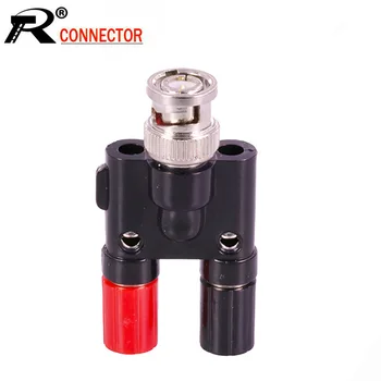

100pcs/lot BNC Male Plug to 4mm Twin Binding Post Banana Plug Jack Socket Female Coaxial Connector BNC Male Terminals Adapter