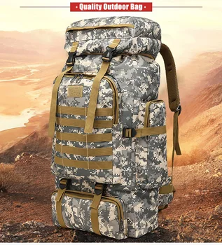 

80L Waterproof Molle Camo Tactical Backpack Military Army Hiking Camping Backpack Travel Rucksack Outdoor Sports Climbing Bag