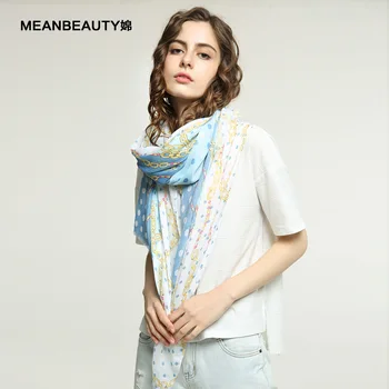 

New Women's Sunscreen Silk Scarf Chain Spot Printed Cotton and Linen Scarf Beach Scarf and Shawl
