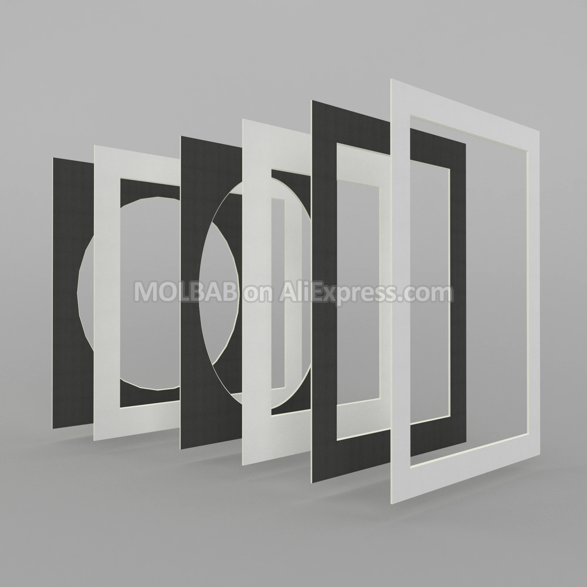 Custom Made Photo Mats Paper Passe-Partouts Rectangle Oval Multi-Openings Customized Mounting Matboard For Picture Frame Decor