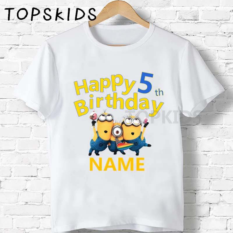 Свечи "Happy Birthday" для торта, Миньоны, номер 1-11, футболки с принтом Cartroon Забавные топы для маленьких мальчиков и девочек, детская Милая футболка, HKP2451