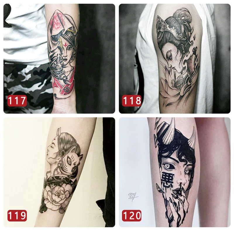 10ピース パックユニークなカスタムデザイン顔文字に花手腕章スリーブタトゥーステッカー防水ボディーアートセット 消えるタトゥー Aliexpress