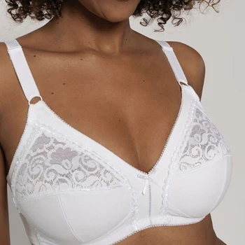 

White Wire Free Bralette Bra Women Fashion Sexy Lace Ultra-thin Cotton Underwear Push Up Bras Large Size 36-48 BCDEF Lingerie