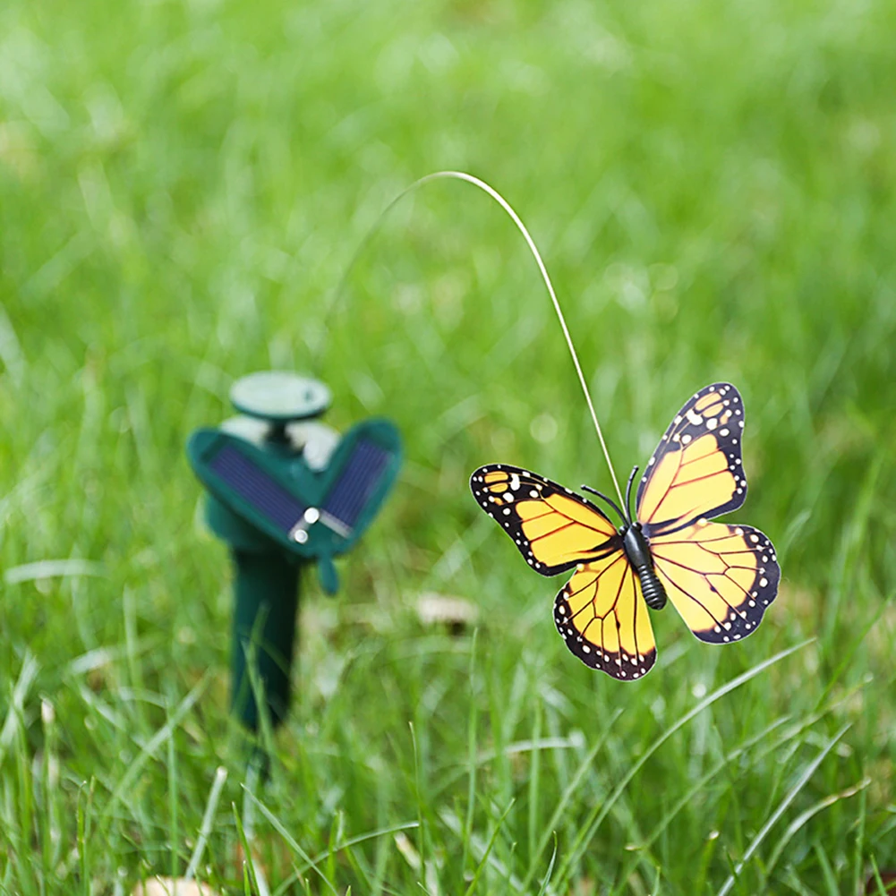 1 Pcs Solar Powered Flying Butterfly Bird Sunflower Yard Garden Stake  Ornament Decor