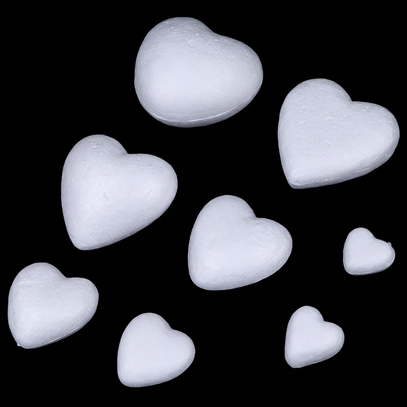 10pcs Polystyrene Styrofoam Foam Ball White Craft Heart-shaped For DIY Christmas Party Decoration Supplies Gifts 3.5-10cm